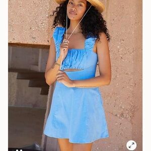 Free People Bom Bom Island Mini Dress size L, Blue